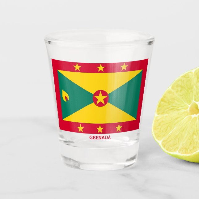 Flag of Grenada Shot Glass (Front)