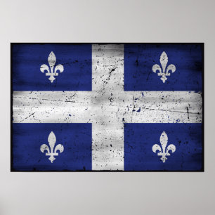 Flag of grunge Quebec eroded style Poster
