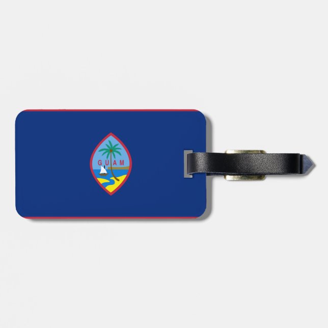 Flag of Guam Luggage Tag w/ leather strap (Back Horizontal)