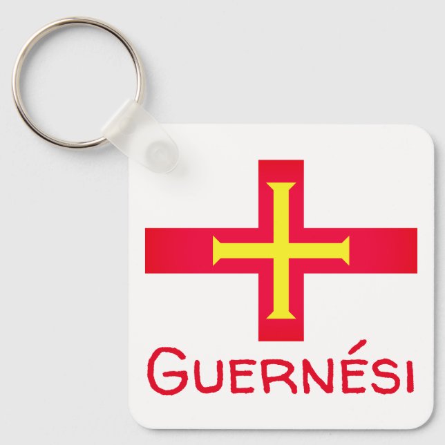 Flag of Guernési Key Ring (Front)