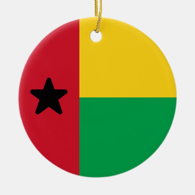 Flag of Guinea-Bissau Ceramic Tree Decoration (Front)