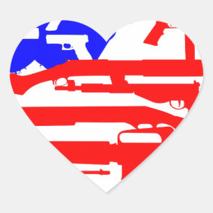 Flag Of Guns 2nd Amendment Heart Sticker