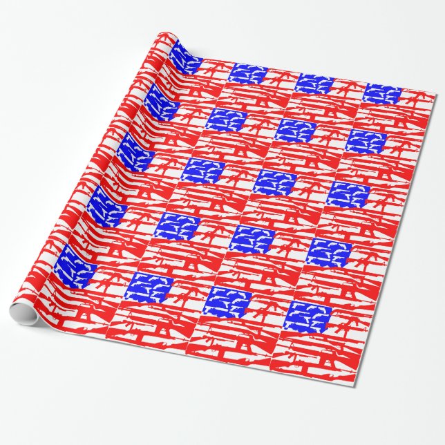 Flag Of Guns 2nd Amendment Wrapping Paper (Unrolled)