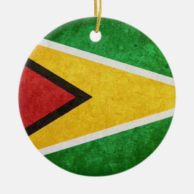 Flag of Guyana Ceramic Tree Decoration (Front)