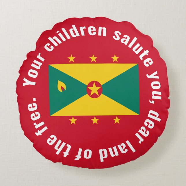 Flag of Guyana National Anthem Red Green Yellow Round Cushion (Front)