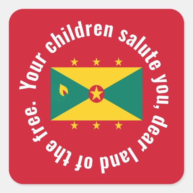 Flag of Guyana National Anthem Red Green Yellow Square Sticker (Front)