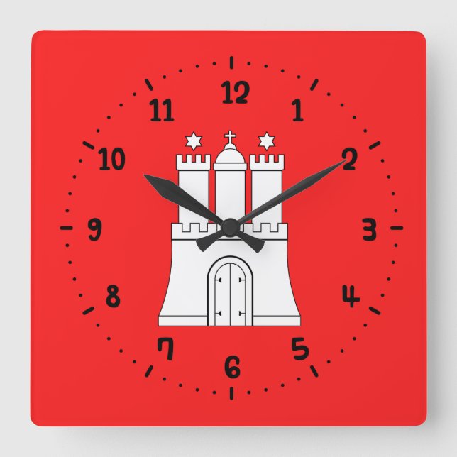 Flag of Hamburg Square Wall Clock (Front)