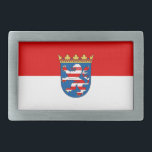 Flag of Hesse Rectangular Belt Buckle<br><div class="desc">Belt Buckle with flag of Hesse (Hessens),  design with two horizontal bands of red and white</div>