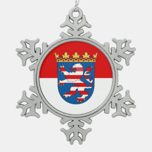 Flag of Hesse Snowflake Pewter Christmas Ornament