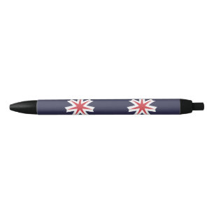 Flag of Hokkaido Prefecture, Japan Black Ink Pen