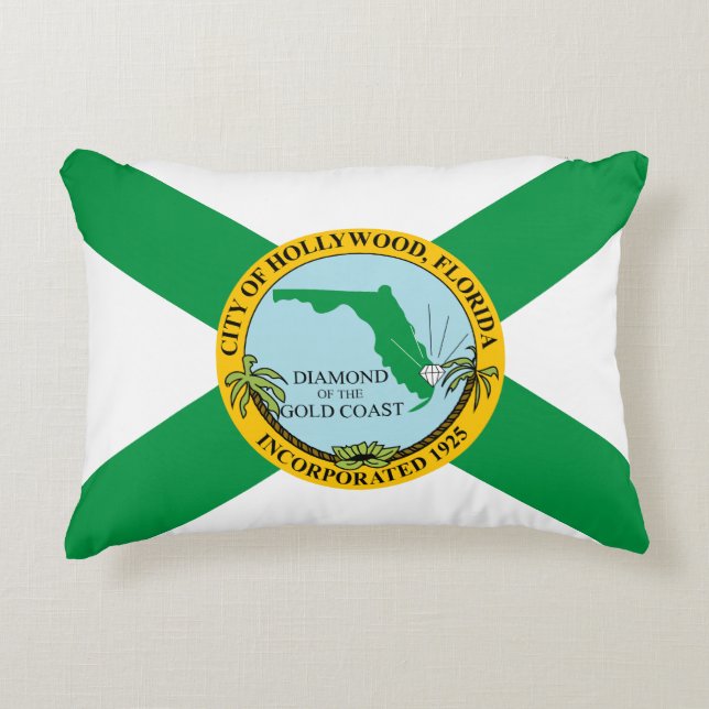 Flag of Hollywood, Florida Decorative Cushion (Front)
