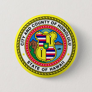 Flag of Honolulu, Hawai’i 6 Cm Round Badge