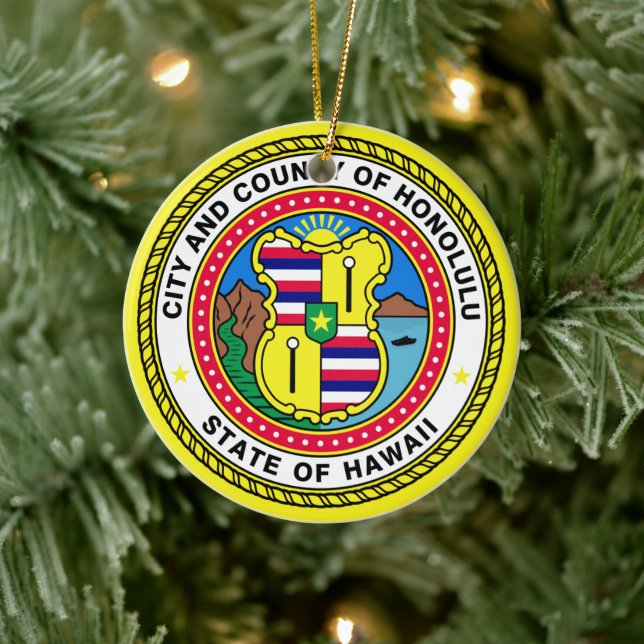 Flag of Honolulu, Hawai’i Ceramic Tree Decoration (Tree)