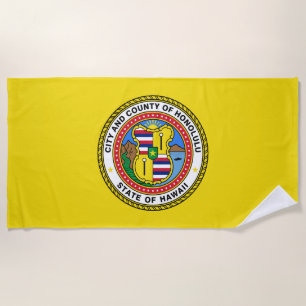 Flag of Honolulu (Hawaii) Beach Towel
