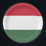 Flag of Hungary tricolor Paper Plate<br><div class="desc">The flag of Hungary is composed of three horizontal stripes,  red,  white and green.</div>