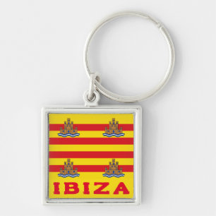 Flag of Ibiza, SPAIN Key Ring