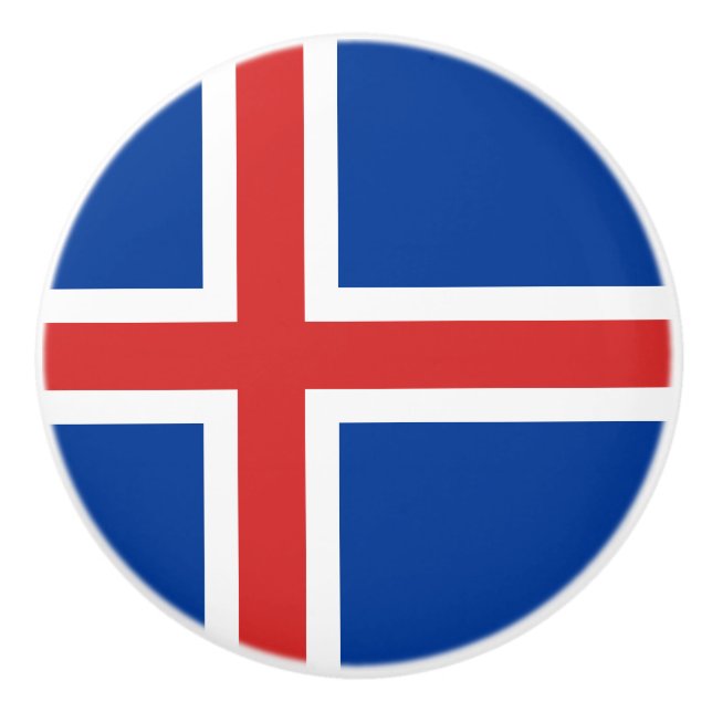 Flag of Iceland Ceramic Knob (Front)