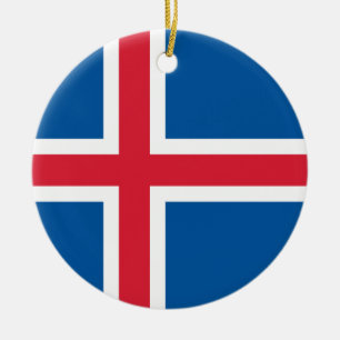 Flag of Iceland Ceramic Tree Decoration