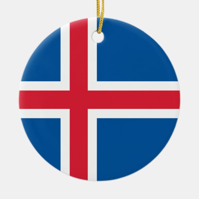 Flag of Iceland Ceramic Tree Decoration (Front)