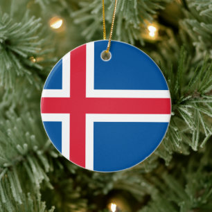 Flag of Iceland Ceramic Tree Decoration