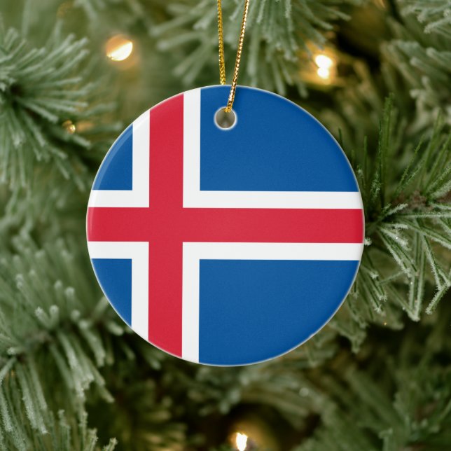 Flag of Iceland Ceramic Tree Decoration (Tree)