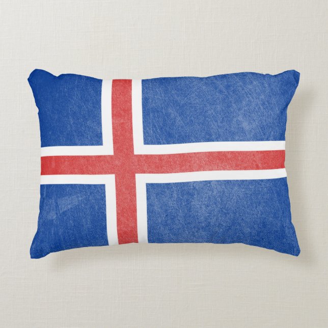 Flag of Iceland Grunge Decorative Cushion (Front)