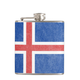Flag of Iceland Grunge Hip Flask
