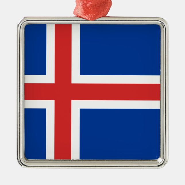 Flag of Iceland Metal Tree Decoration (Front)