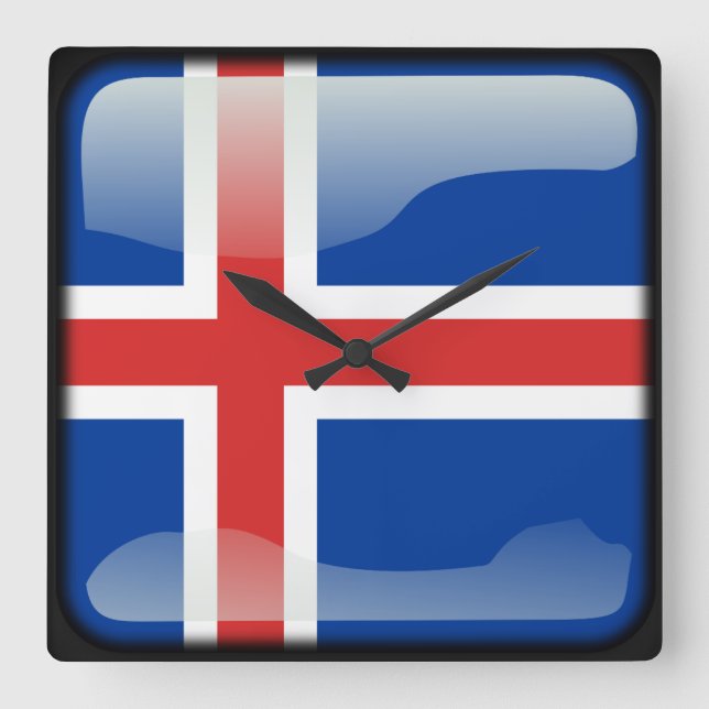 Flag of Iceland Square Wall Clock (Front)