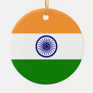 Flag of India Ceramic Tree Decoration
