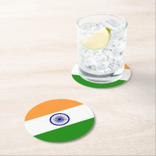 Flag of India Round Paper Coaster