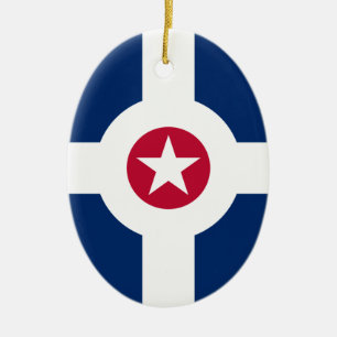 Flag of Indianapolis, Indiana Ceramic Tree Decoration