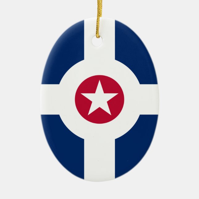 Flag of Indianapolis, Indiana Ceramic Tree Decoration (Front)