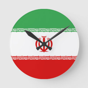 Flag of Iran Round Clock