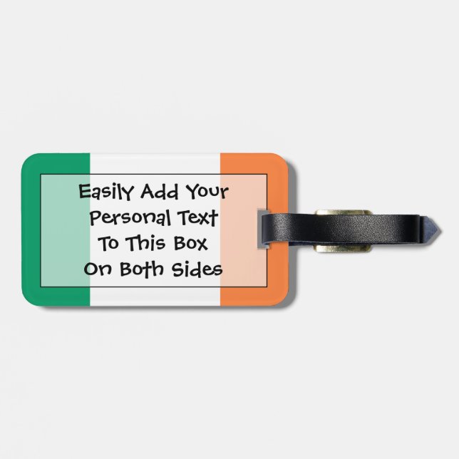 Flag of Ireland Easy ID Personal Luggage Tag (Back Horizontal)