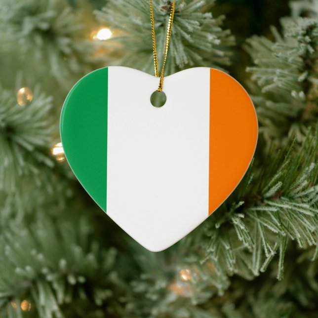 Flag of Ireland Heart Ceramic Tree Decoration (Tree)