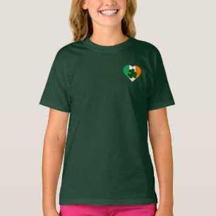 Flag of Ireland Heart with Shamrock St. Patrick T-Shirt