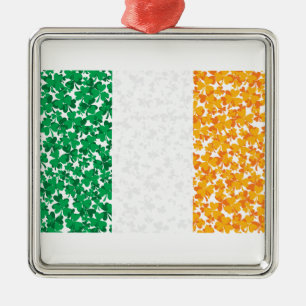 Flag of Ireland Shamrocks Metal Tree Decoration