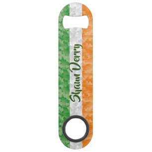 Flag of Ireland with shamrocks pattern
