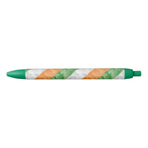 Flag of Ireland with shamrocks pattern Black Ink Pen