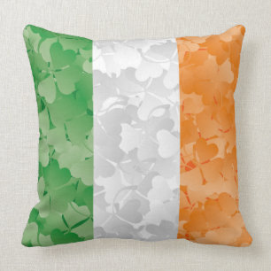 Flag of Ireland with shamrocks pattern Cushion