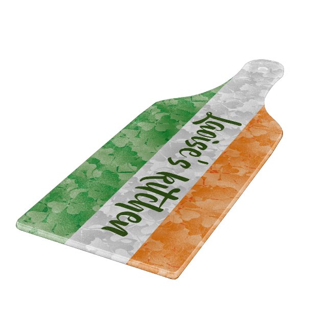 Flag of Ireland with shamrocks pattern Cutting Board (Corner)