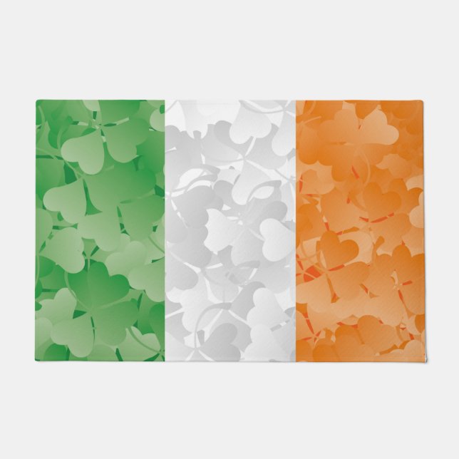 Flag of Ireland with shamrocks pattern Doormat (Front)