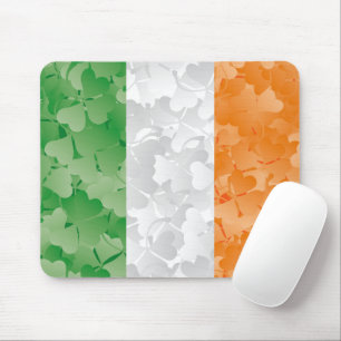 Flag of Ireland with shamrocks pattern Mouse Pad