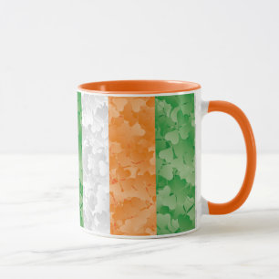 Flag of Ireland with shamrocks pattern Mug