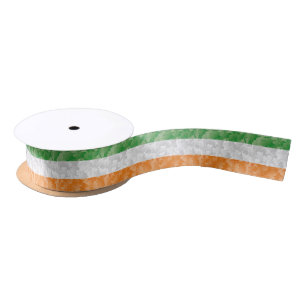 Flag of Ireland with shamrocks pattern Satin Ribbo Ribbon
