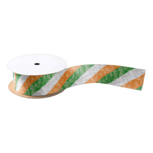 Flag of Ireland with shamrocks pattern Satin Ribbo Ribbon