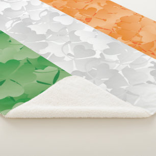Flag of Ireland with shamrocks pattern Sherpa Blanket