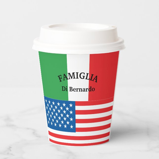 Flag of Italy American Flag Patriotic Paper Cups (Front)
