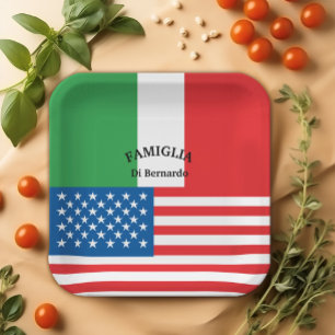 Flag of Italy American Flag Patriotic Paper Plate